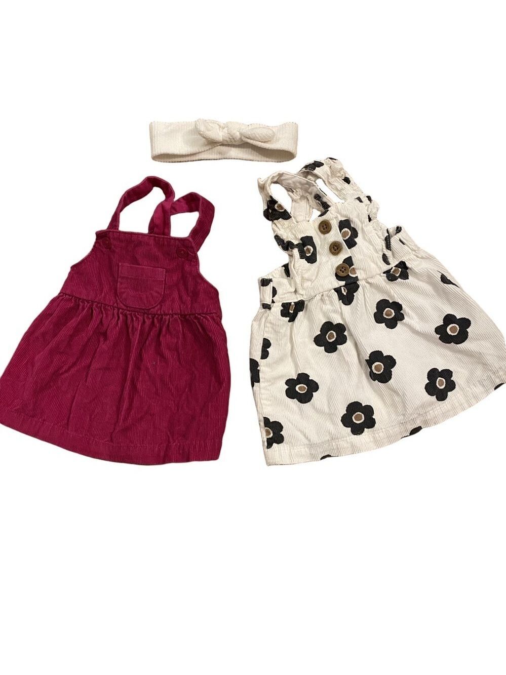 4/$20 Baby Girl Corduroy Dress Romper Lot 3 months Carters w Headband Clothes 🛑